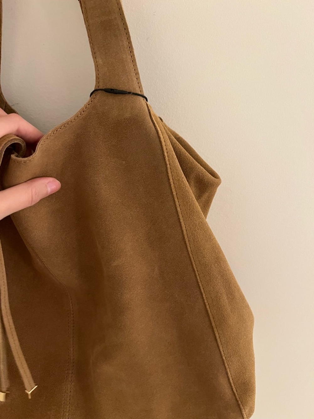 Mango Camel Suede Leather Tote Bag - Picture 9 of 9
